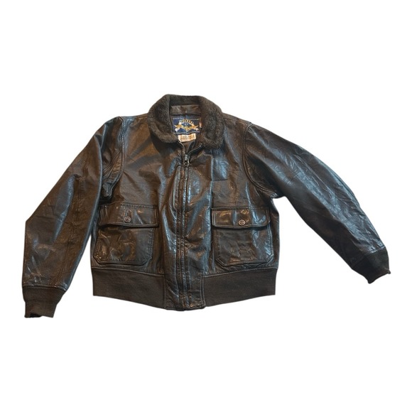 VTG US Navy Cooper Type G-1 Goatskin Leather Fur Flight Bomber Jacket Size 48R